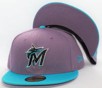 Miami Marlins 2 Tone Color Pack 2021 New Era 59Fifty Fitted Hat Purple Dusk & Ripple Blue