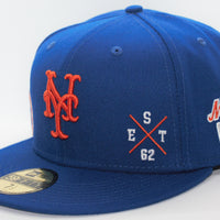 New York Mets Multi Logo New Era 59Fifty Fitted Hat Royal Blue