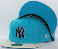 New York Yankees 2 Tone Color Pack 2021 New Era 59Fifty Fitted Hat Ripple Blue & Chrome White