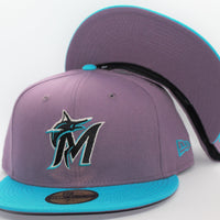 Miami Marlins 2 Tone Color Pack 2021 New Era 59Fifty Fitted Hat Purple Dusk & Ripple Blue