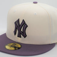 New York Yankees 2 Tone Color Pack 2021 New Era 59Fifty Fitted Hat Chrome White & Purple Dusk