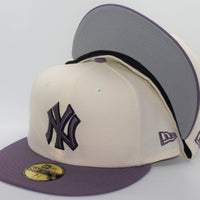 New York Yankees 2 Tone Color Pack 2021 New Era 59Fifty Fitted Hat Chrome White & Purple Dusk